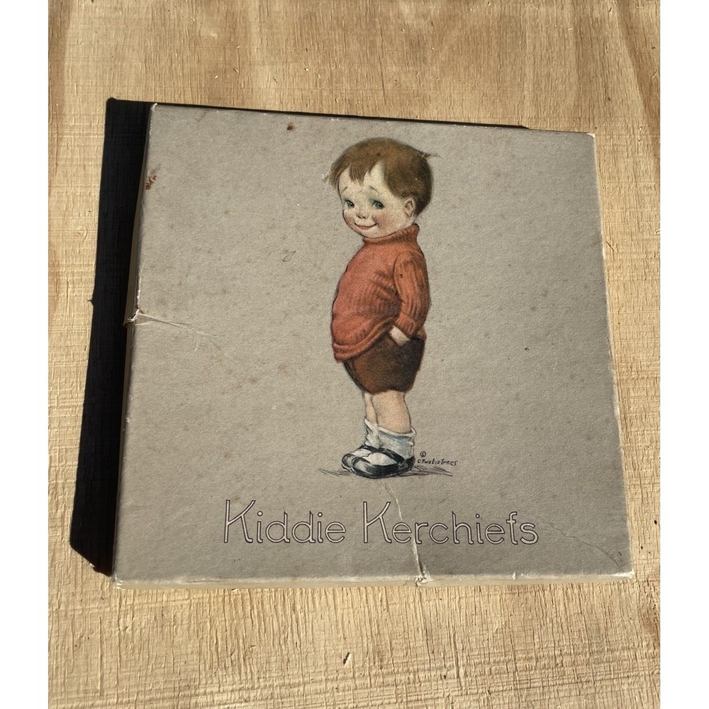 Vintage Kiddie Kerchiefs Original Box 4 Handkerchiefs